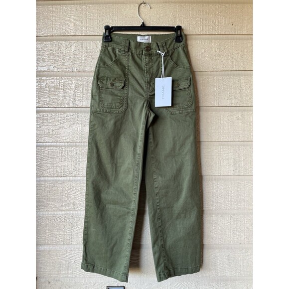 FRAME women Utility Pocket Crop Cargo Pant size 24 Washed Winter Moss 24x26 $288 - Picture 5 of 10